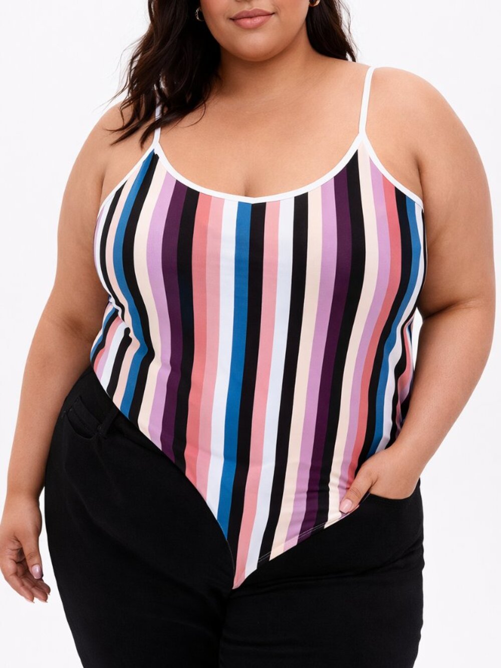 Torrid Foxy Striped Bodysuit 6X Plus Size Striped Multicolor Y2K Festival Indie